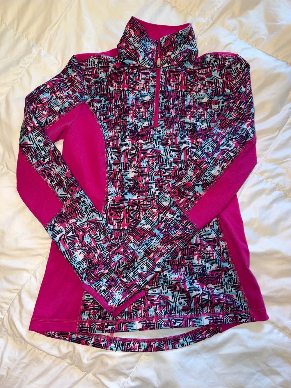 Lands' End Sport Pink Abstract Zip-Up Jacket